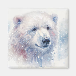 Eiswasserfarben-Magnet mit Eisbär im Winter Magnet
