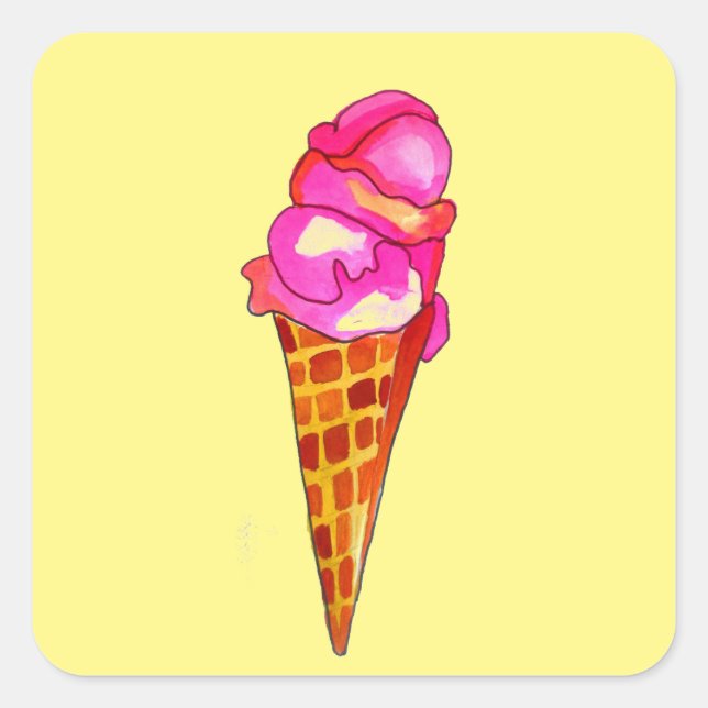 Eiswürfelgelat niedliche Küche Quadratischer Aufkleber (Vorderseite)