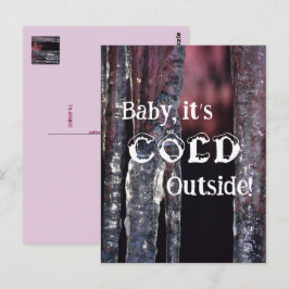 Eiszapfen-Sonnenaufgang-Baby, es ist kalt draußen! Postkarte