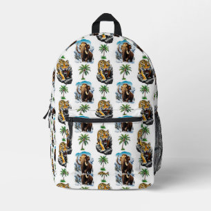 Eiszeit Mammoth Saberzahnzahn Tiger Muster Design Bedruckter Rucksack