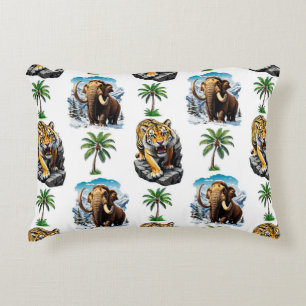 Eiszeit Mammoth Saberzahnzahn Tiger Muster Design Dekokissen