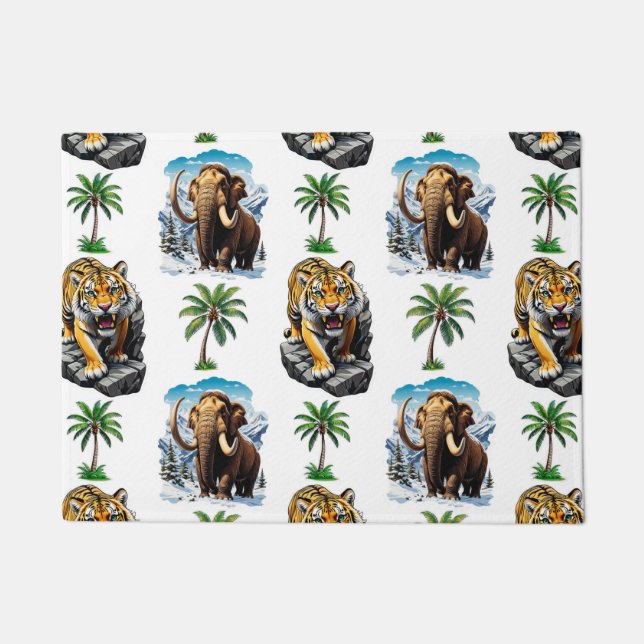 Eiszeit Mammoth Saberzahnzahn Tiger Muster Design Fußmatte (Vorderseite)