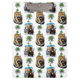 Eiszeit Mammoth Saberzahnzahn Tiger Muster Design Klemmbrett