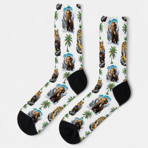 Eiszeit Mammoth Saberzahnzahn Tiger Muster Design Socken