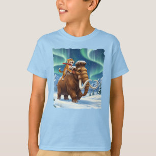 Eiszeitkatze, die auf dem Rücken eines treuen Mamm T-Shirt