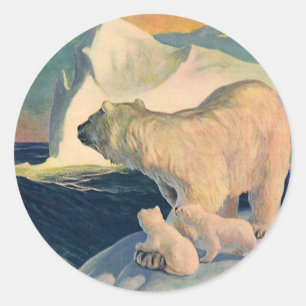 Eiszeitliche Eisbären auf Eisberg, Wilde Arktis-Ti Runder Aufkleber
