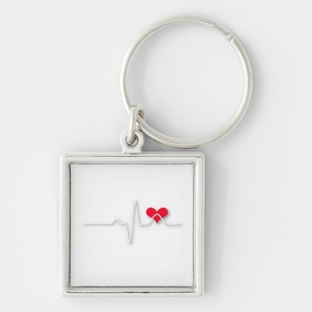 EKG Heart Nurse Key Chain Schlüsselanhänger (Vorne)