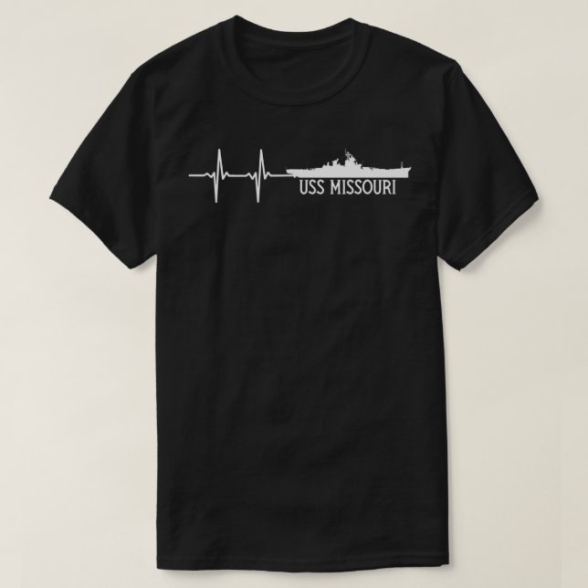 EKG Heartbeat USS Missouri BB63 Battleship T-Shirt (Design vorne)