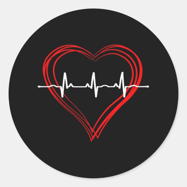 Ekg Herzrhythmusstörungen Liebe Kardiogramm Herzrh Runder Aufkleber (Vorderseite)