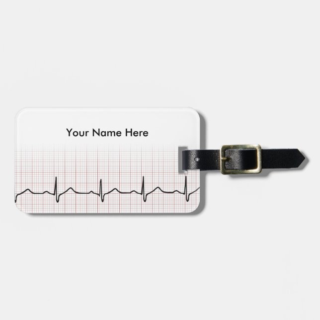 EKG Herzschlag auf Zeichenpapier mit Gepäckanhänger (Vorderseite horizontal)