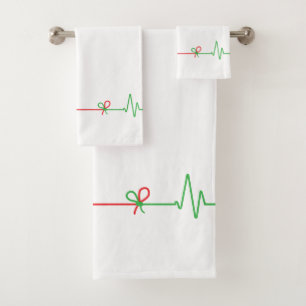 EKG Herzschlag - Leben geht weiter Badhandtuch Set