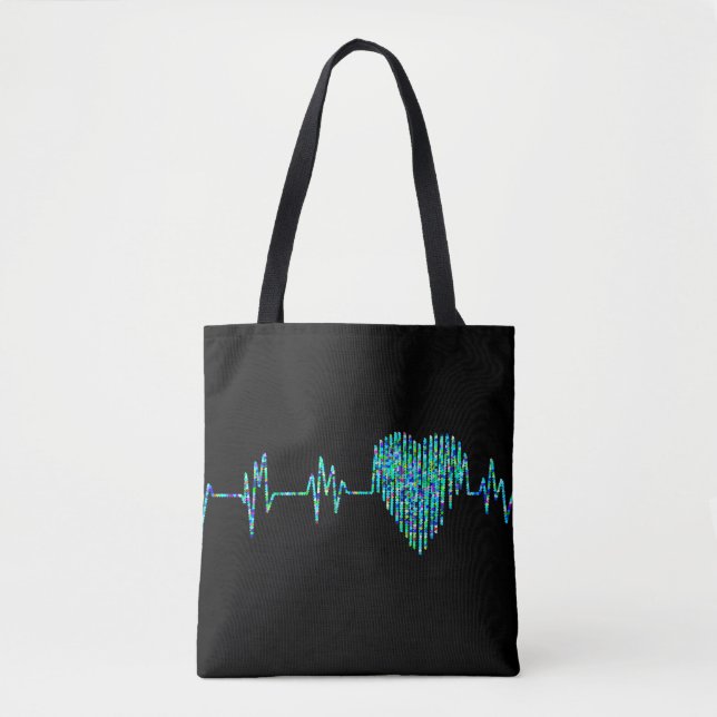 Ekg Herzstück medizinische schwarz-türkisfarbene K Tasche (Vorderseite)