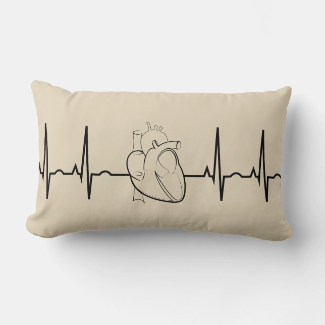 EKG mit realistischem Herzen Lendenkissen (Vorderseite)