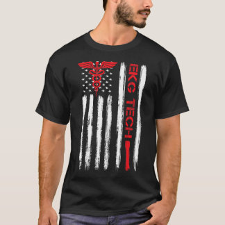 EKG Techniker Elektrokardiograph Tech American Fl T-Shirt
