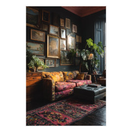Eklektische Galerie-Wand im Wohnzimmer mit Stimmun Fotodruck