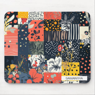 Eklektische, kühne botanische Patchworkarbeit mit Mousepad