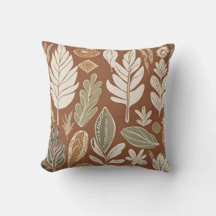 Eklektische natürliche Terrakotta-Wildblumen-Boho- Kissen