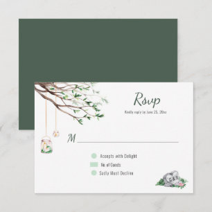 Eklektische Romanische Waldhochzeit-RSVP RSVP Karte