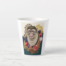 Eklektischer Affe mit Perlen Latte Tasse, Chic Max