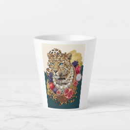 Eklektischer Leopard mit Perlen Latte Tasse, Chic Milchtasse