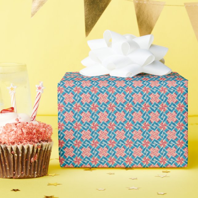 Eklektisches Boho-Rot Türkis Geschenkpapier (Geburtstagsparty)