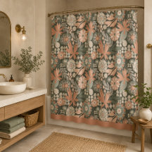 Eklektisches Boho-Terrakotta-Kohle-Botanisches Flo