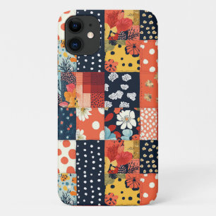 Eklektisches Korallenblau Cottage Blumen-Patchwork Case-Mate iPhone Hülle