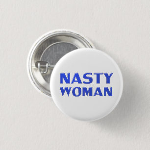 "eklige Frau" Kobalt-blaue Buchstaben, weißer Hint Button