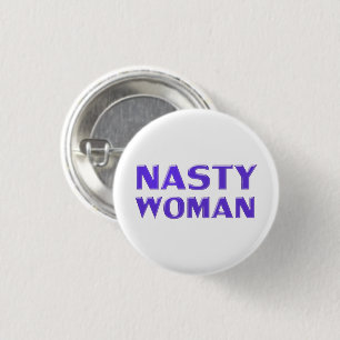 "eklige Frau" violette Buchstaben, weißer Hintergr Button