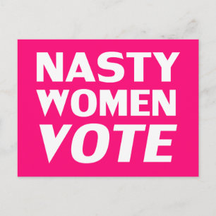 "Eklige Frauen abstimmen" heißen Rosa, Magenta, We Postkarte