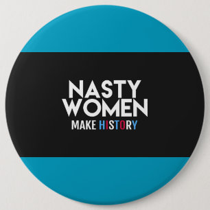Eklige Frauen stellen Geschichtsknopf her Button