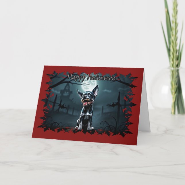Eklige Pup Halloween-Karte Karte (Vorderseite)