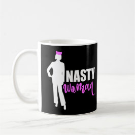Eklige weibliche Silhouette und rosa Pussy Katzenh Kaffeetasse