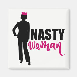 Eklige weibliche Silhouette und rosa Pussy Katzenh Magnet