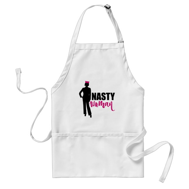 Eklige weibliche Silhouette und rosa Pussy Katzenh Schürze (Vorne)