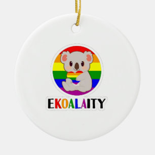 Ekoalaty Equality Gay Koala Bear Funny LGBT Rainbo Keramik Ornament