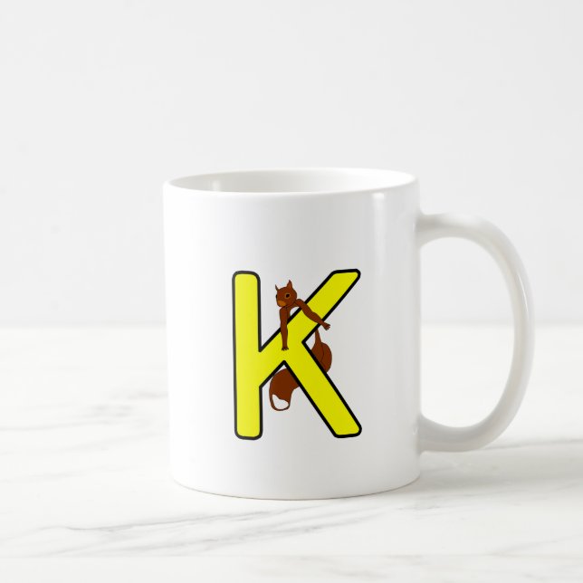 Ekorrmugg Bokstav K Vänsterhand Kaffemugg Kaffeetasse (Rechts)