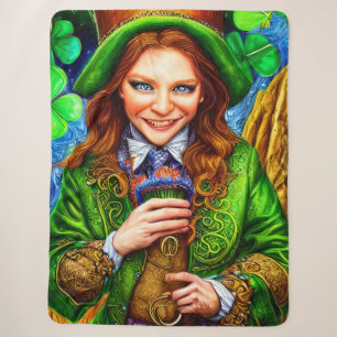 Ekstatisch Grüne Frau Leprechaun Inspiriert Artwor Sherpadecke