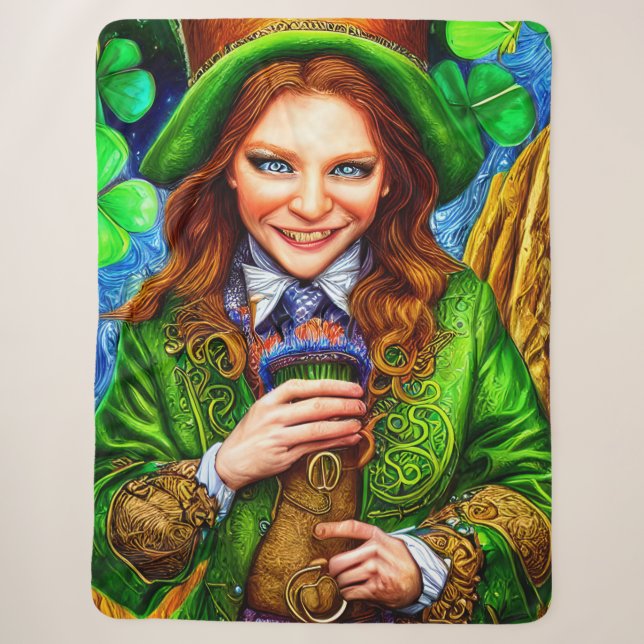Ekstatisch Grüne Frau Leprechaun Inspiriert Artwor Sherpadecke (Vorderseite)