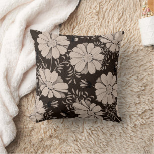 Eku und schwarze Blumenmuster Kissen