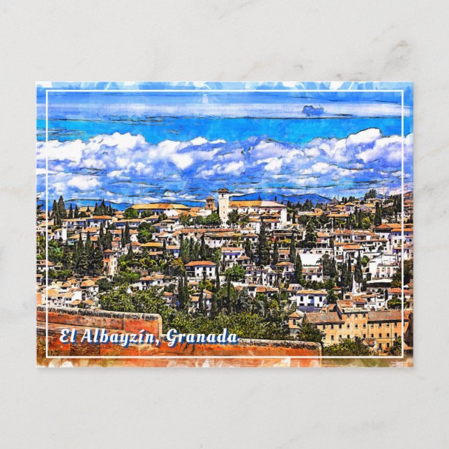 El Albayzín, Granada, Andalusien, Spanien. Postkarte (Vorderseite)