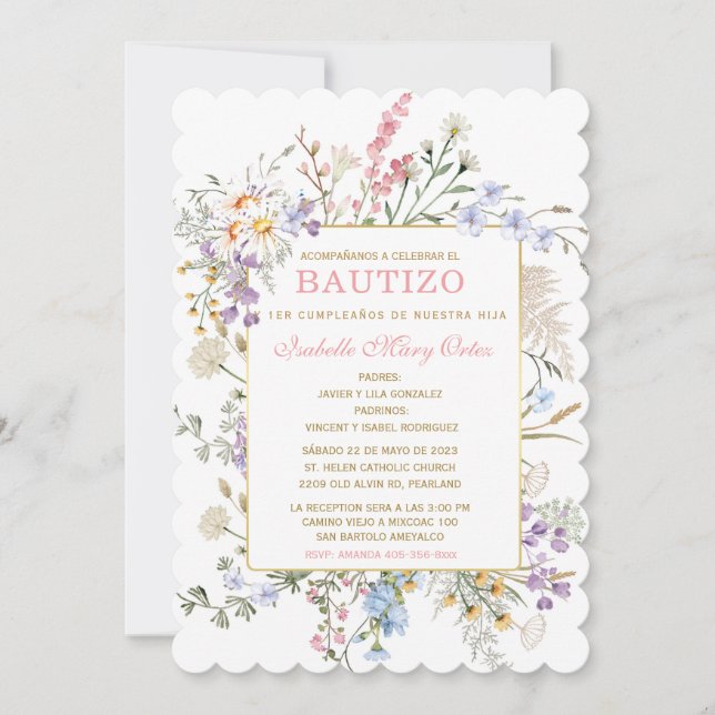 El Bautizo y Primer Añito invitación de nuestra hi Einladung (Vorderseite)