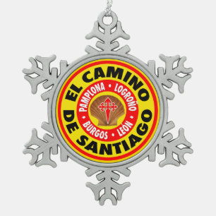 El Camino de Santiago Schneeflocken Zinn-Ornament