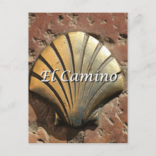 El Camino gold Muschel, Leon (Beschriftung) Postkarte