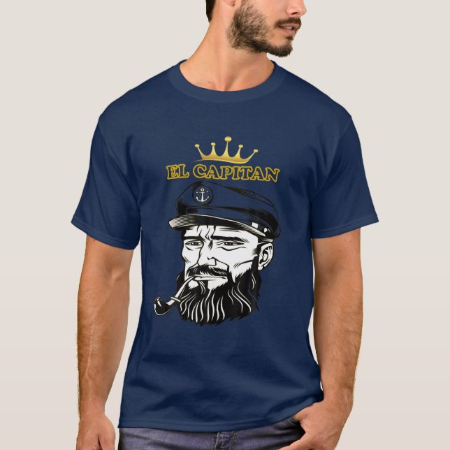 El Capitan Anchor Pontoon Boat Captain Skipper. T-Shirt (Vorderseite)
