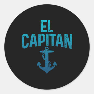 El Capitan Bootsbesitzer Pontoon Kapitän Lustig Bo Runder Aufkleber