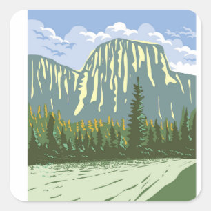 El Capitan im Yosemite Valle California Kunst Quadratischer Aufkleber