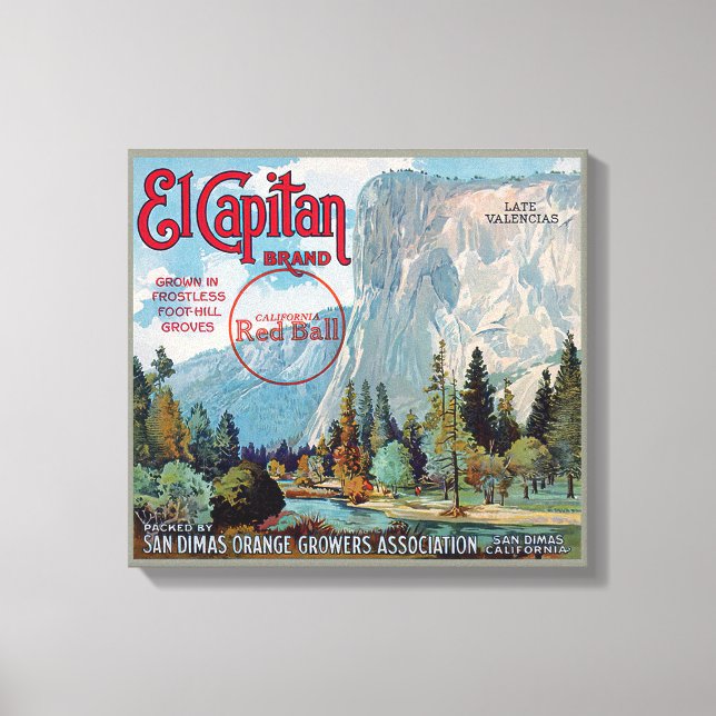 El Capitan Marke San Dimas Orange Fruchtlabel Leinwanddruck (Vorderseite)