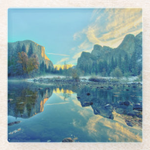 EL Capitan und drei Bruder-Reflexion Glasuntersetzer