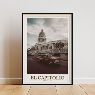 El Capitolio, Havanna Kuba - Vintage Mauer Kunst Poster